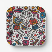 💀 doodle stijl Día de Muertos Papieren Bordje (Voorkant)