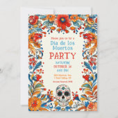 💀 Doodle stijl Día de Muertos Party Uitnodiging (Voorkant)