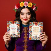 💀 Doodle stijl Día de Muertos Party Uitnodiging