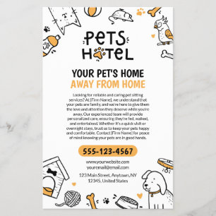 Doodle stijl Huisdieren Hotel / Pet Sitting Flyer
