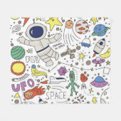 Doodle stijl, ruimte thema illustratie. fleece deken (Voorkant (Horizontaal))