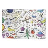 Doodle stijl, ruimte thema illustratie. kussensloop (Achterkant)