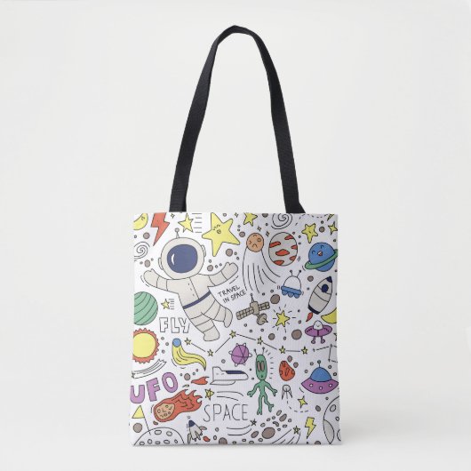 Doodle stijl, ruimte thema illustratie. tote bag (Voorkant)