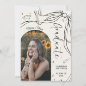 Doodle stijl senior afstudeerfeest handgetekend  aankondiging (Voorkant)