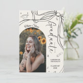Doodle stijl senior afstudeerfeest handgetekend  aankondiging (Staand voorkant)