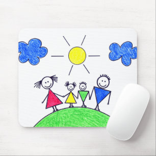 Doodle Stok Familie Op Groene Aarde Muismat