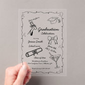 Doodle Style Hand getrokken Afstuderen Acryl Uitnodigingen (Insitu (Draagbaar))