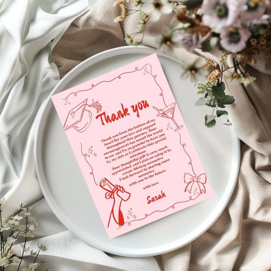 Doodle Style Hand getrokken Afstuderen Dank u kaar Kaart