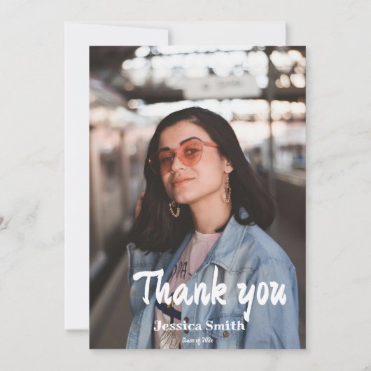 Doodle Style Hand getrokken Afstuderen Dank u kaar Kaart (Voorkant)