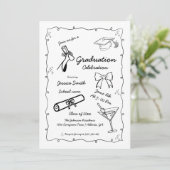 Doodle Style Hand getrokken Afstuderen Kaart (Staand voorkant)