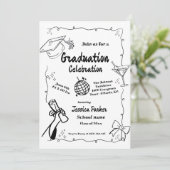 Doodle Style Hand getrokken Afstuderen Kaart (Staand voorkant)