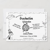 Doodle Style Hand getrokken Afstuderen Kaart (Voorkant)