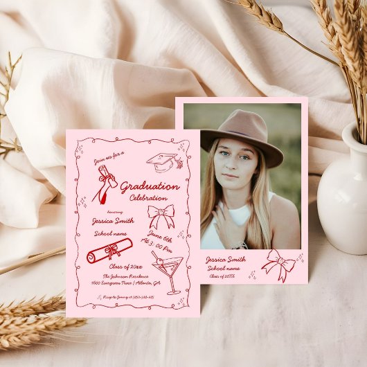 Doodle Style Hand getrokken Afstuderen Kaart