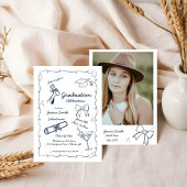 Doodle Style Hand getrokken Afstuderen Kaart