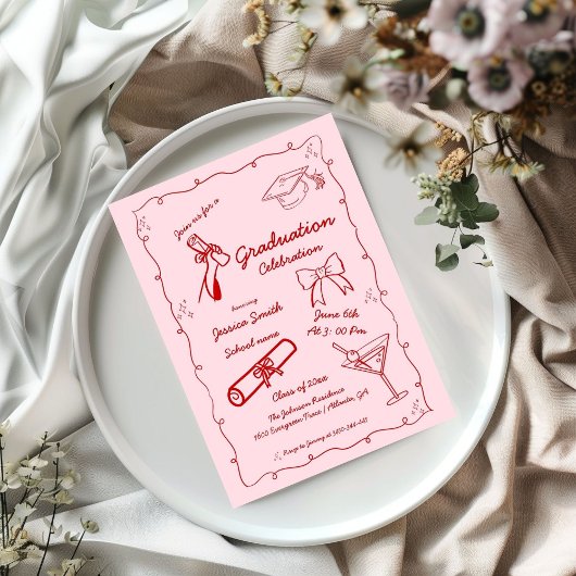 Doodle Style Hand getrokken Afstuderen Kaart