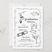 Doodle Style Hand getrokken Afstuderen Kaart (Voorkant)