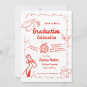 Doodle Style Hand getrokken Afstuderen Uitnodiging (Voorkant)