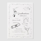 Doodle Style Hand getrokken Afstuderen Vellum Uitnodigingen (Voorkant)