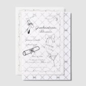 Doodle Style Hand getrokken Afstuderen Vellum Uitnodigingen (Offset (Uitnodiging))
