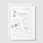 Doodle Style Hand getrokken Afstuderen Vellum Uitnodigingen (Offset)