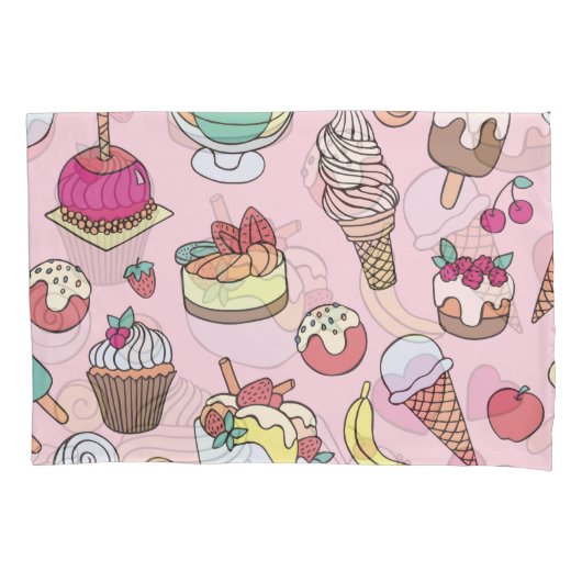 Doodle Sweets Ice Cream: Hand getrokken illustrati Kussensloop (Voorkant)