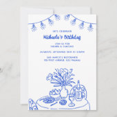 Doodle Table & String Light Verjaardagsfeest voor Kaart (Voorkant)