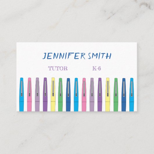 Doodle Teacher Pens Tutor White Visitekaartjes (Voorkant)