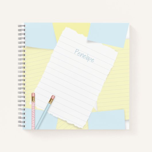 Doodle tekennotities Blauwe Gele Notitieboek (Voorkant)