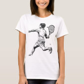 "Doodle Tennisspeler in actie T-shirt" T-shirt (Voorkant)
