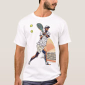 "Doodle Tennisspeler in actie T-shirt" T-shirt (Voorkant)
