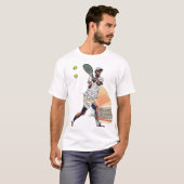 "Doodle Tennisspeler in actie T-shirt" T-shirt (Voorkant volledig)