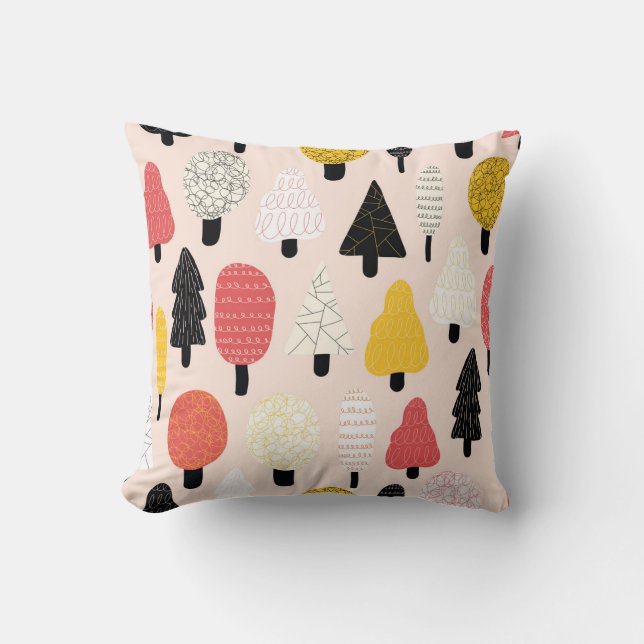Doodle Trees: , Abstracte Natuur. Kussen (Voorkant)