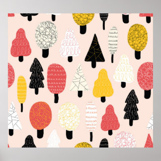 Doodle Trees: , Abstracte Natuur. Poster