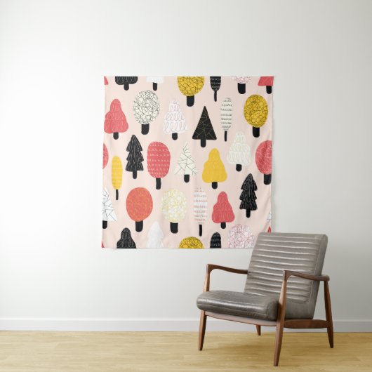 Doodle Trees: , Abstracte Natuur. Wandkleed (In situ)