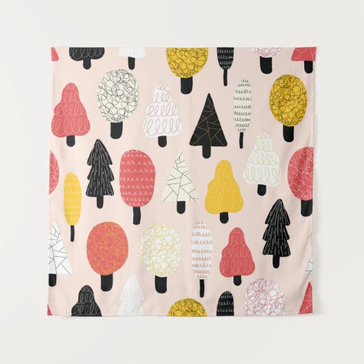 Doodle Trees: , Abstracte Natuur. Wandkleed (Voorkant)