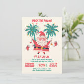 Doodle Tropical Santa Deck de Palmen Kerstmis Kaart (Staand voorkant)