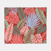 Doodle tropische bladeren: donker met de hand gete fleece deken (Voorkant (Horizontaal))