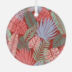 Doodle tropische bladeren: donker met de hand gete glas ornament
