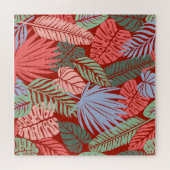 Doodle tropische bladeren: donker met de hand gete legpuzzel (Horizontaal)