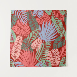 Doodle tropische bladeren: donker met de hand gete wandkleed