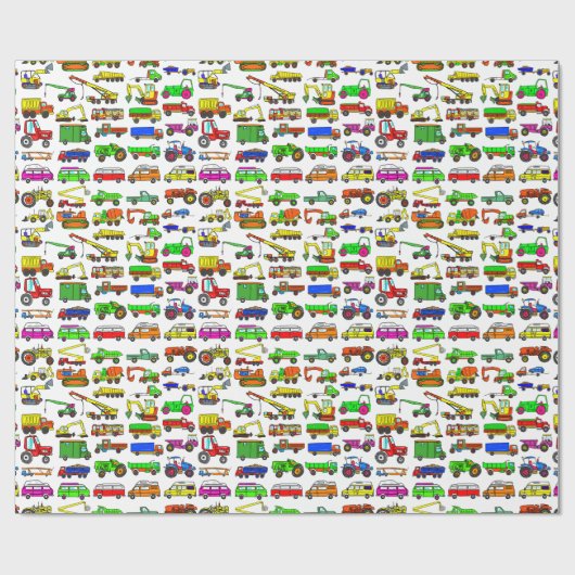 Doodle Trucks Vans and Automobiles Cadeaupapier (Vlak)