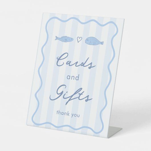 Doodle Two Less Fish Cards & Gifts Bruiloftsfeestj Reclamebord Met Voetstuk (Voorkant)