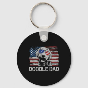 Doodle Vader Goldendoodle Hond Amerikaanse Vlag 4 Sleutelhanger
