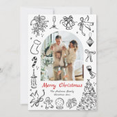 Doodle Vakantie Kaart Foto's Kerst Kaart Trendy (Voorkant)