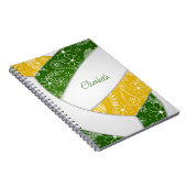 doodle veren groen goud boho volleyball notitieboek (Rechterzijde)