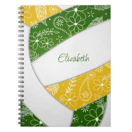 doodle veren groen goud boho volleyball notitieboek
