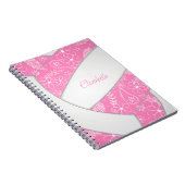 doodle veren roze boho volleybal notitieboek (Rechterzijde)
