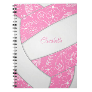 doodle veren roze boho volleybal notitieboek