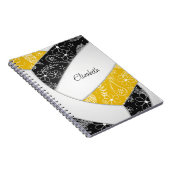 doodle veren zwarte gouden boho volleybal notitieboek (Rechterzijde)