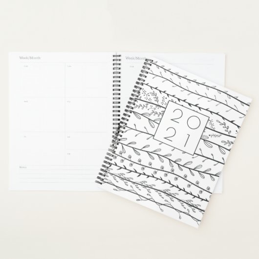 Doodle Vines Black en White Botanical Planner (Display)